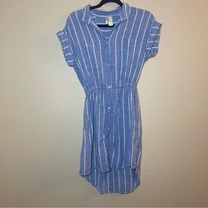Japna Striped High Low Dress in Blue and White